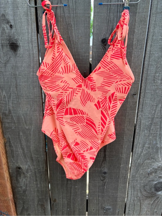 aerie Other - aerie One-Piece Swimsuit in Coral and Red Leaf Print